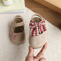 Vancahao girls' round-toe closed-toe sandals,  new plaid bowknot soft sole flats, versatile princess shoes