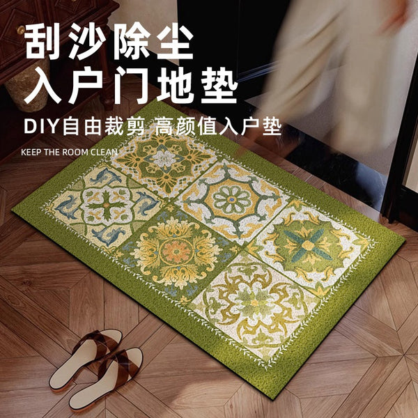 Madrid American retro leather silk ring dust removal and dirt-resistant door and door floor mat foot mat French tile floor mat
