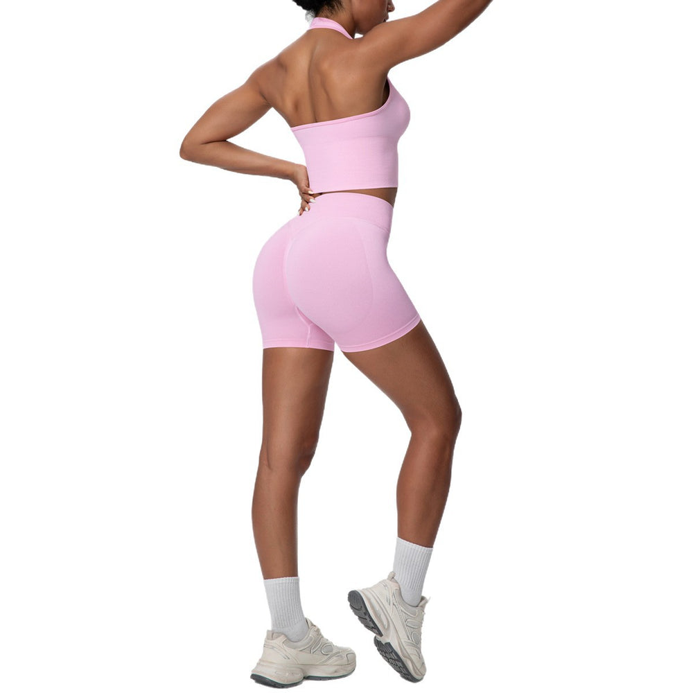 fashion seamless breathable halter back yoga suit running sports fitness yoga suit two-piece set for women