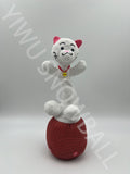 Rotating rod three brothers plush toy dog dancing interactive toy desktop ornament kids soundable doll wholesale