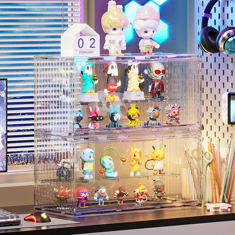 Container dust-proof blind box storage box can be stacked with grid tide play figure box desktop transparent doll blind box