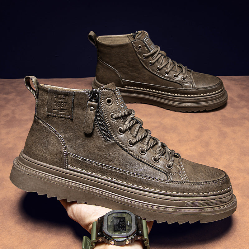 2026 spring new trendy casual sneakers chunky sole british style business men's shoes men's work boots martin boots
