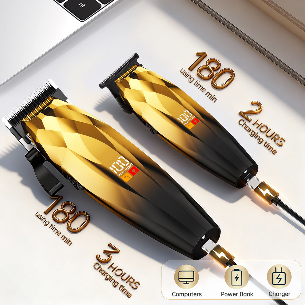 professional hairdressing set, hairdressing electric clipper, oil head carving scissors, shaving bald head machine, three-piece set