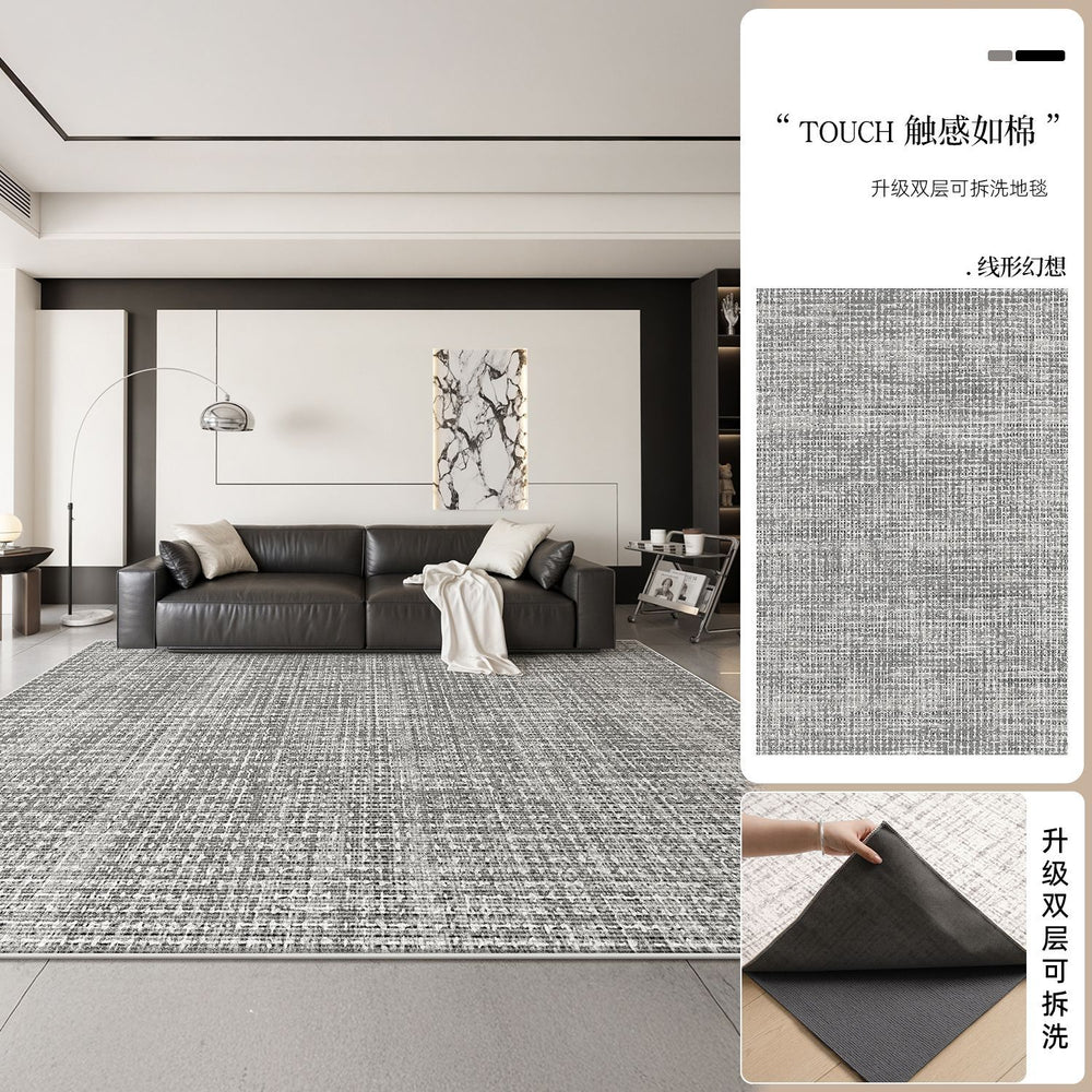 Removable and washable double-layer carpet cream style  new machine washable glue-free carpet floor mat can be wiped over a large area