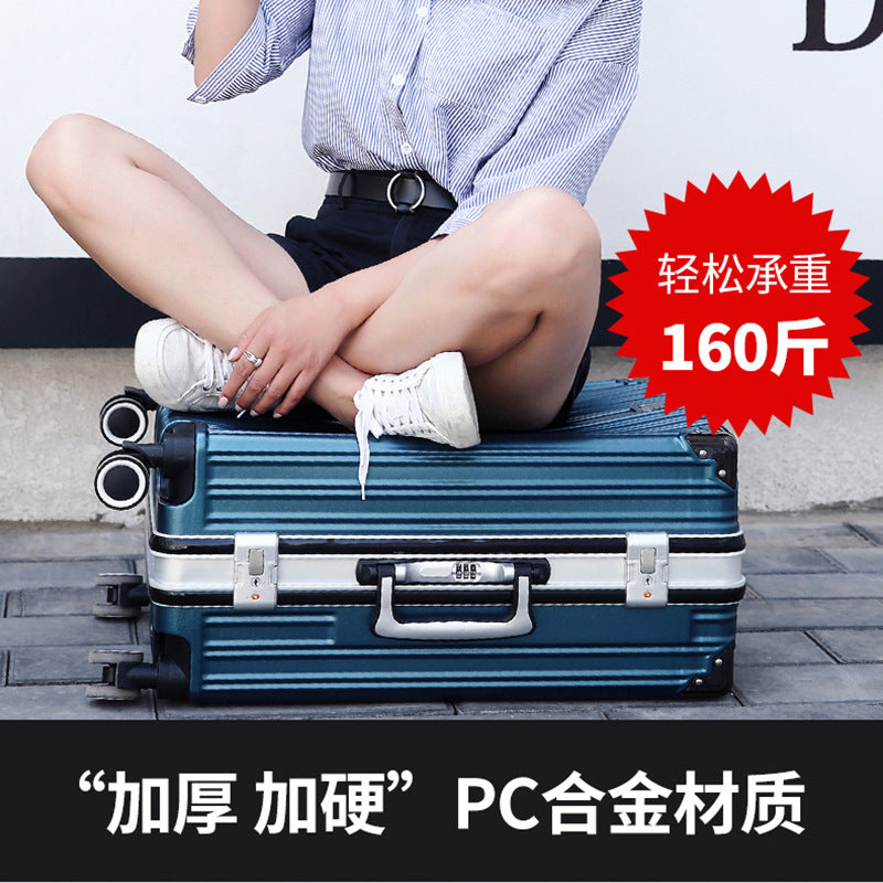 Kangaroo aluminum frame trolley case universal wheel suitcase female 24-inch scratch-proof charging password case boarding case leather case male