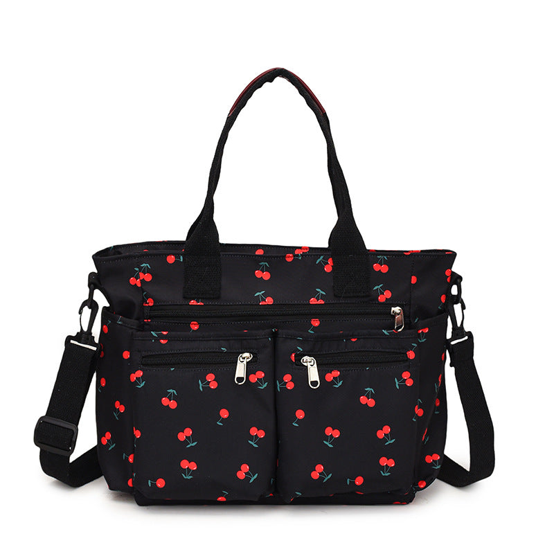 New Corduroy Printed Cherry Women's Tote Bag Shoulder Crossbody Bag Casual Large Capacity Handbag Mommy Bag