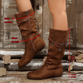 export plus size mid-calf boots for women,  spring/autumn new collection, side zipper ruched slouch boots, flat suede ankle boots