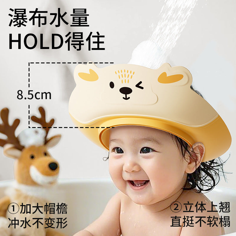 Kids shampoo cap baby cartoon shower cap silicone shower cap waterproof ear protection shower cap shampoo cap ear covering cute