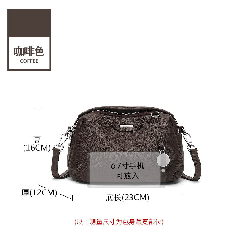 Genuine leather women's shoulder bag 2025 new trendy cowhide fashionable versatile mother bag large capacity simple messenger bag women