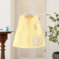 Girls'  summer new arrival: cute plaid tank dress - stylish baby blue dress with bunny princess design