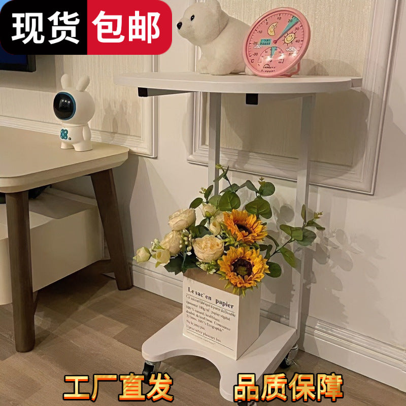New arrivalmovable wheeled red panda sofa cream style small tea table small apartment living room bedroom mini bedside table