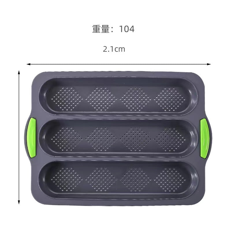New in stock silicone bench three-slot baguette bread baking pan diamond grid cake mold for home dyi baking