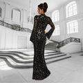C7186 cross-border   fashion women's bodycon sexy long sleeve rhinestone dress - new arrival