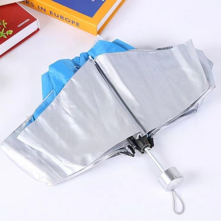7 bone silver glue single three-fold umbrella folding umbrella manual business umbrella parasol student ultra-light printed logo
