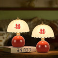 Cream style pair of wedding room red wedding dowry wedding celebration bride ceramic long-lasting lamp wedding bedroom table lamp