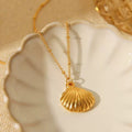 European and american ins style marine element titanium steel necklace non-fading 18k gold stainless steel shell pendant necklace women's necklace