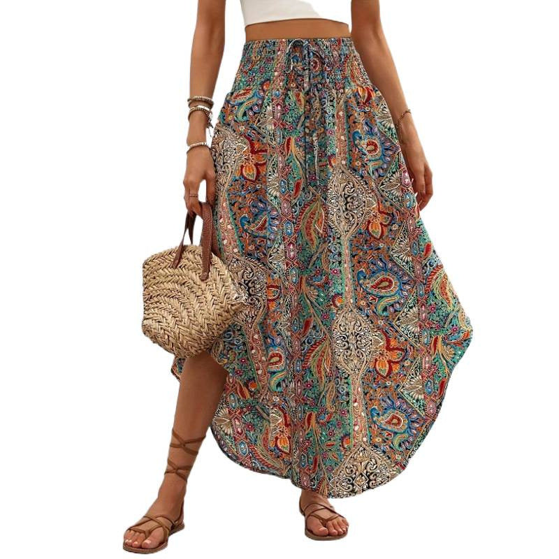 Shipped: hot-selling european and american cross-border style, new spring/summer bohemian ethnic print a-line casual dress