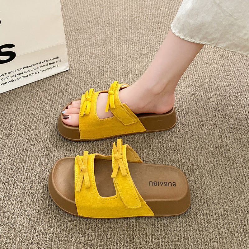 Thick solebows sandals women's summer outwear new arrival height increasingfashioneasiest for matchcute soft bottom birkenstock flip-flops for women