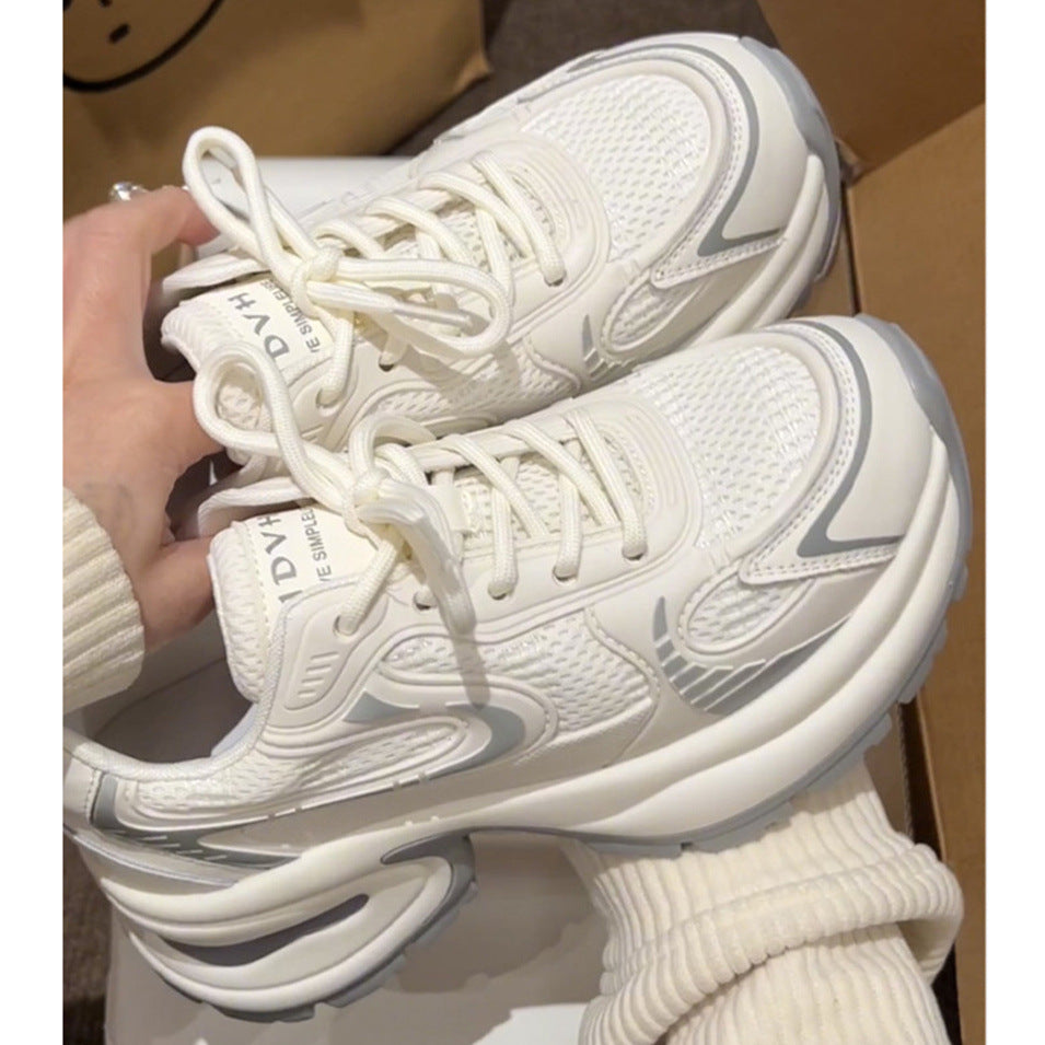 Thick sole dad shoes for women 2026summernew arrivalwhitepetites street style thin mesh breathable sneakers