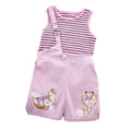 Girls' summer outfit: new striped tank top and shorts set with cartoon print - trendy european & american style, hot seller!