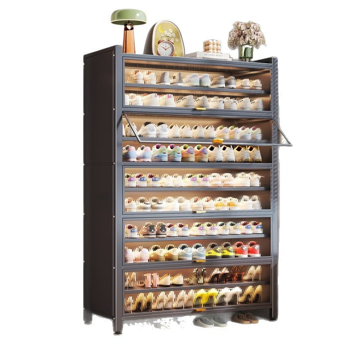 Steel shoe cabinet for home entrance storage cabinet all-in-one dust-proof large capacity multi-layer storage shoe rack flip-up door storage cabinet