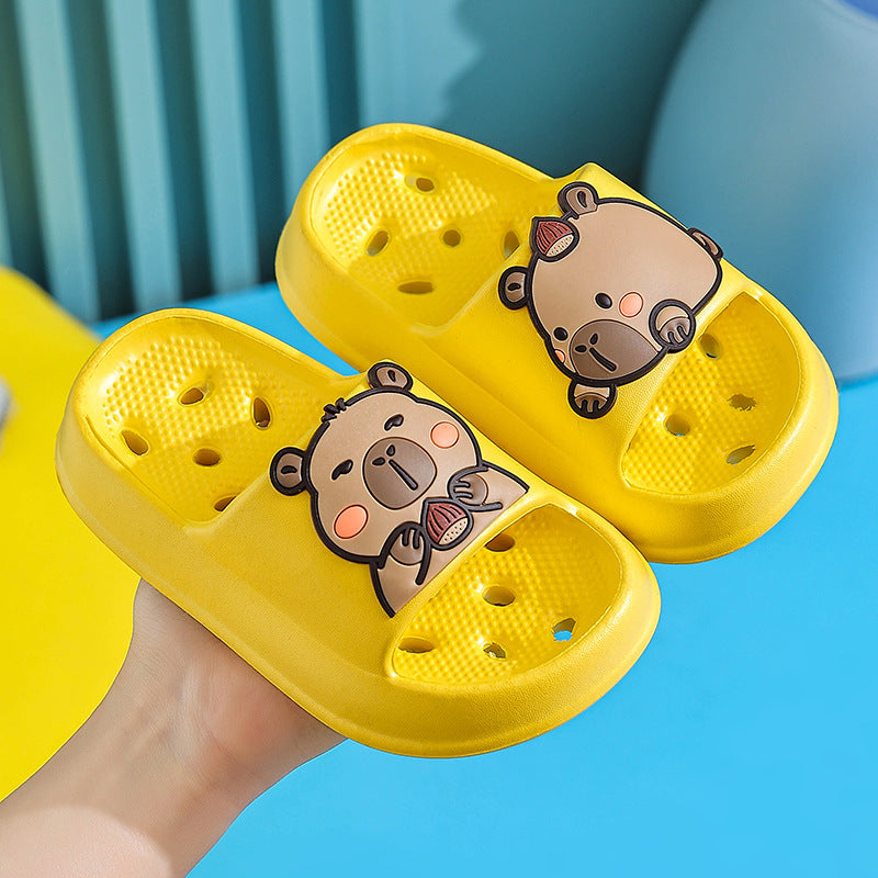 Slippers kidsbath bathroom slippers summer boys and girls cut out leaky non-smelly feet indoor for home soft bottom sandals