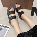 Non-slip spring and summer new arrival british style flip-flops women's thick sole british buckle roman sandals women's slippers new arrival