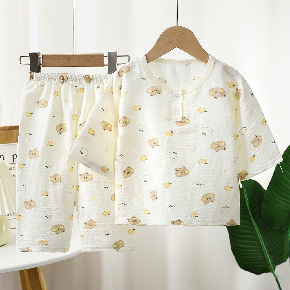 Summer kids' cloud cotton pajamas - boys' and girls' lightweight sleepwear - toddler and child air conditioning suit - baby casual set