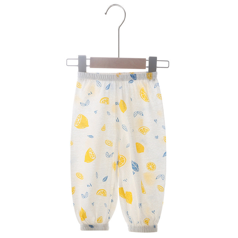 Baby pants summer boys and girls anti-mosquito pants thin baby pure cotton bloomers lightweight breathable cartoon printing pants