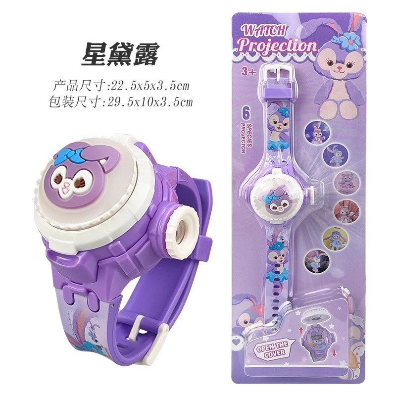 Tiktok live stream rotating colorful lights music hello kitty unicorn cartoon children's toy watch flip cover toy watch gift