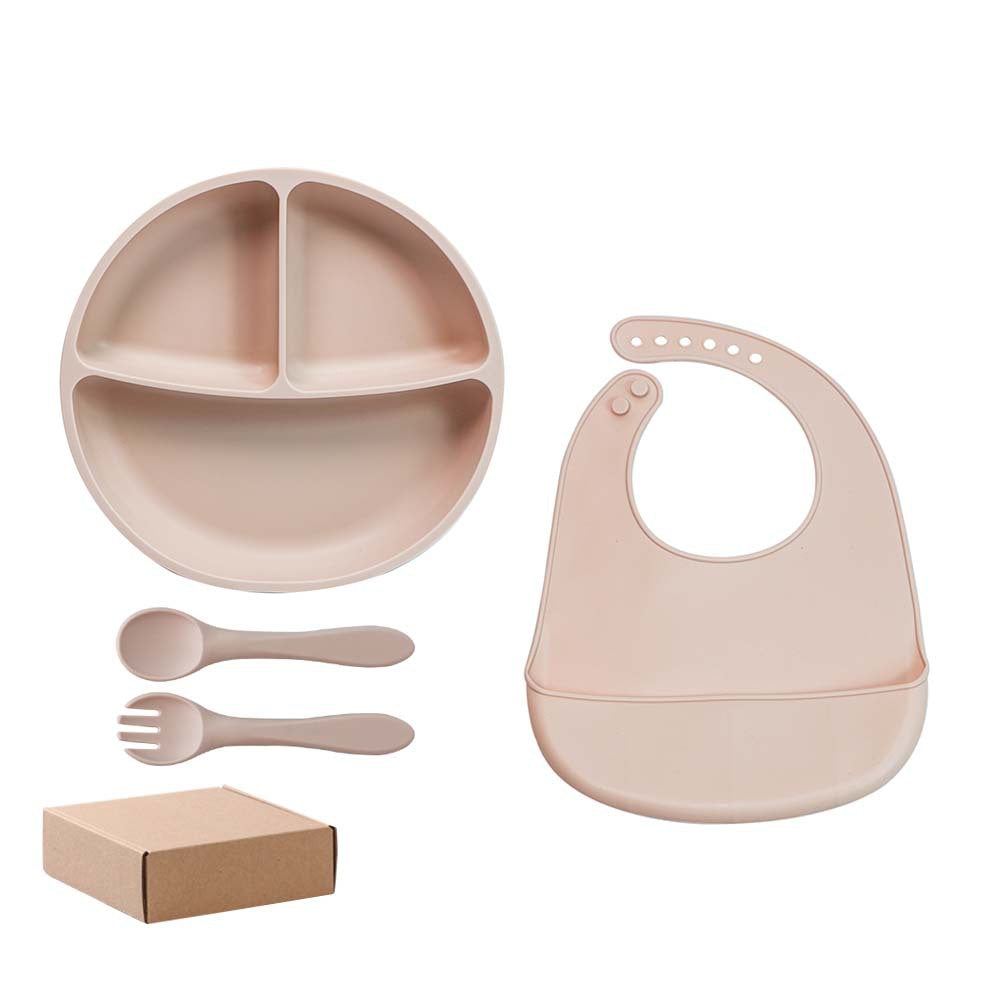 Kids' meal set: food-grade silicone utensils, baby bib, and fork & spoon - bestselling baby dining essentials (3-piece set)