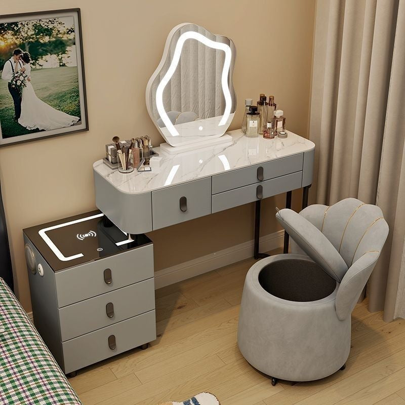 Vanity table bedroom solid wood smart home vanity table multi-functional makeup table accessible luxurycasualplaid vanity table