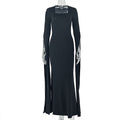 Fashion styleexportpure color design women's home waist bag hip skirt one-line collar long sleevesstylishlongdress