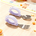 Wholesale children's stainless steel fork and spoon set, baby short-handled feeding fork and spoon, infant stainless steel training fork and spoon set