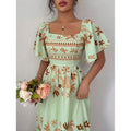 Amazon fashion elegant short-sleeve midi dress for women,  summer new arrival, slimming and figure-flattering