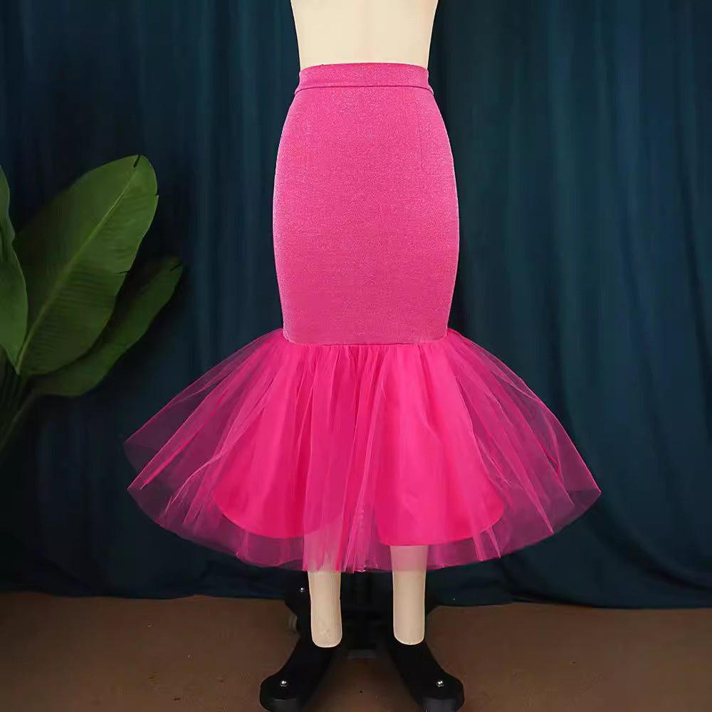 2023 autumn women's soft mesh ballet skirt, stage performance slim skirt Fashionable dress