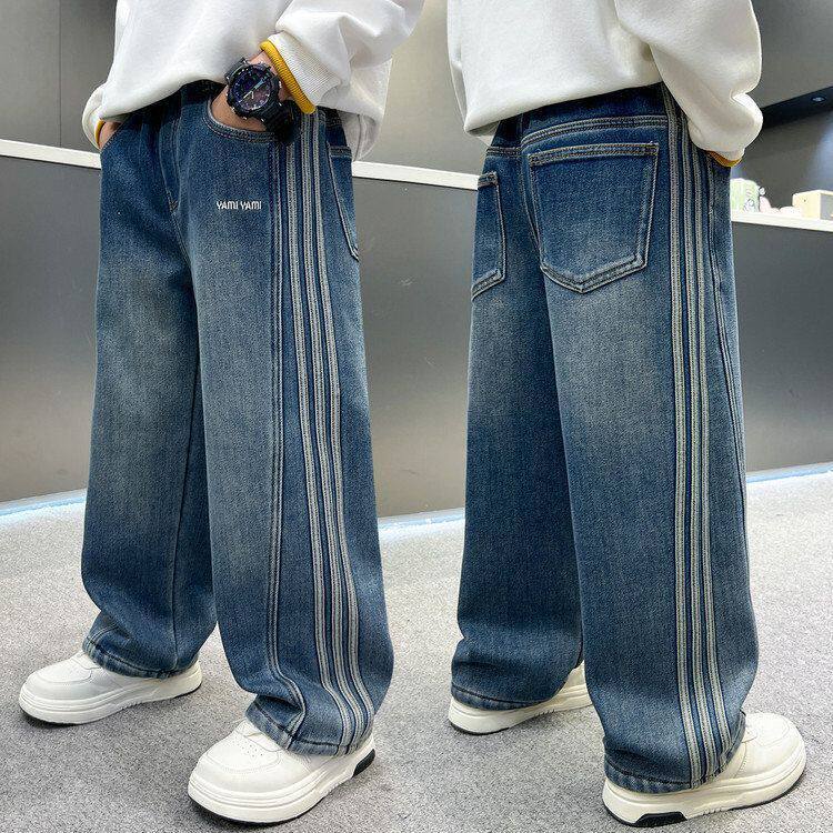 Boys' spring/autumn jeans -  new collection - mid-to-large size, relaxed fit, versatile classic soft denim pants, trendy kids' trousers