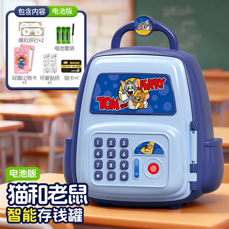 Nezha school bag piggy bank boy good-looking password lock kids toy artificial fingerprint only goes in and out of large capacity