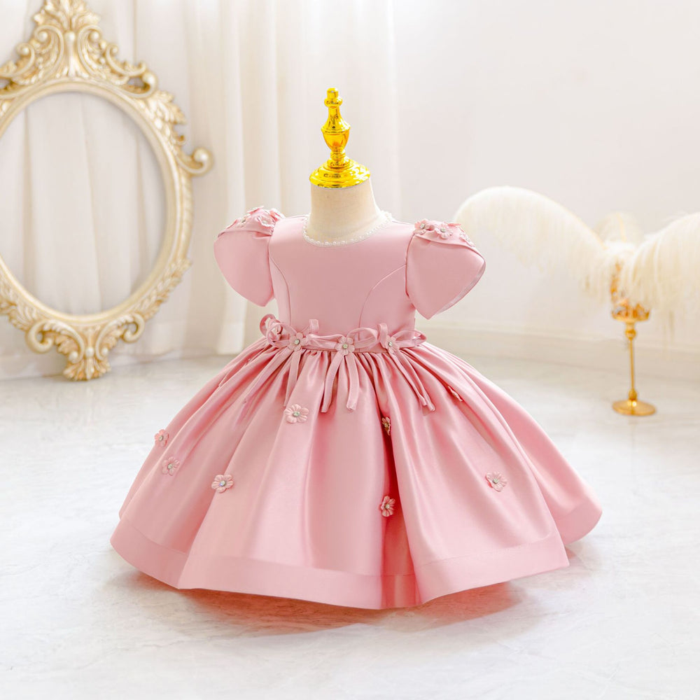 New arrival: children's satin beaded princess dress - perfect for baby girls' birthday parties and special occasions