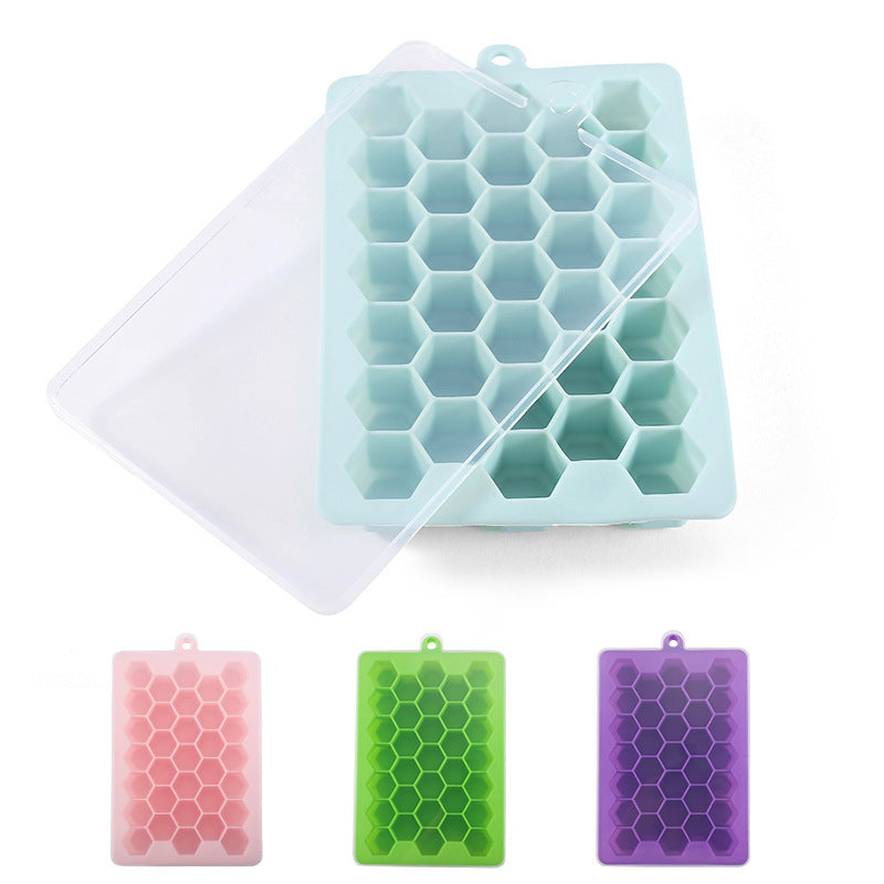 33-cavity silicone ice cube tray with lid - honeycomb design for homemade ice cubes, diy jelly molds, and silicone ice makers