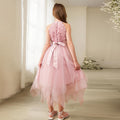 European and american style girls' formal dress - asymmetrical hem, spaghetti strap, openwork design - host/performance costume, children's princess dress