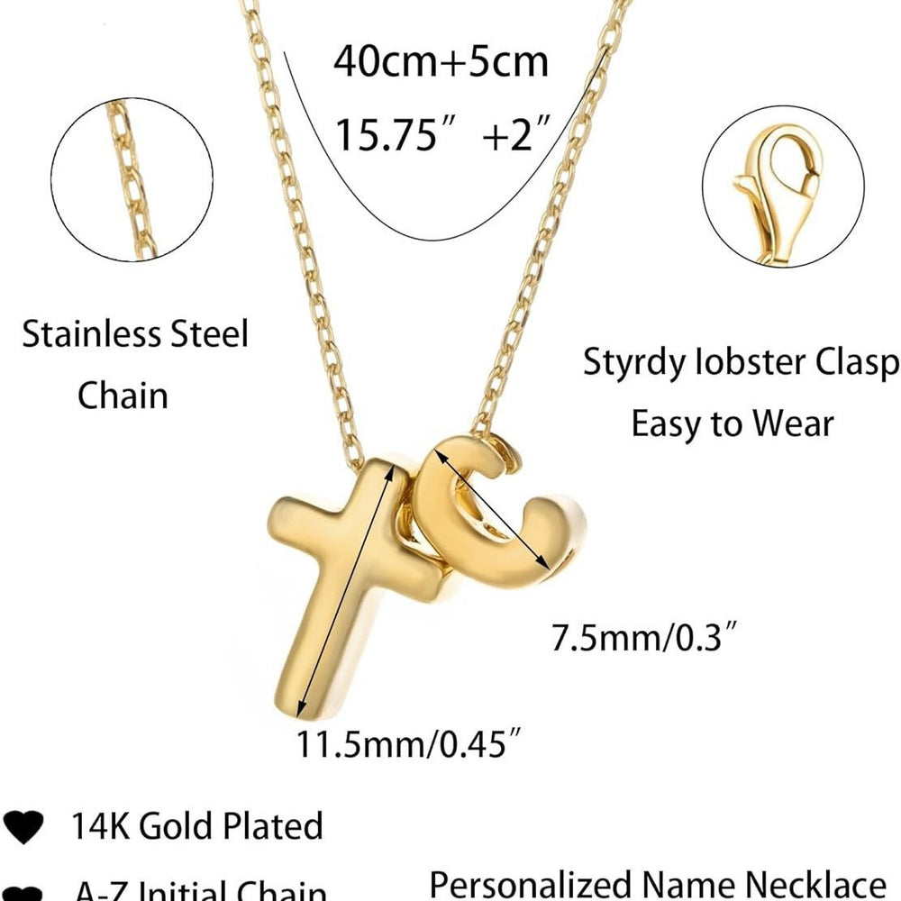 Trendy 26-letter cross pendant necklace - fashionable, minimalist, versatile choker - unique jewelry for women with a personal style