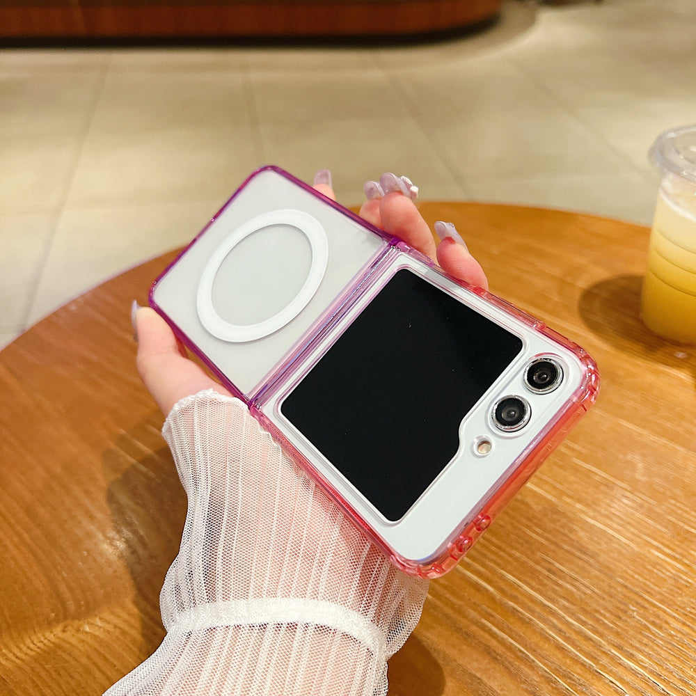 Suitable for galaxy zfold7 gradient transparent magnetic phone case samsung z flip 30% off stacked acrylic sheath