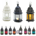 Moroccan iron candlestick, stained glass lantern, garden decor, home decor ornament, housewarming gift