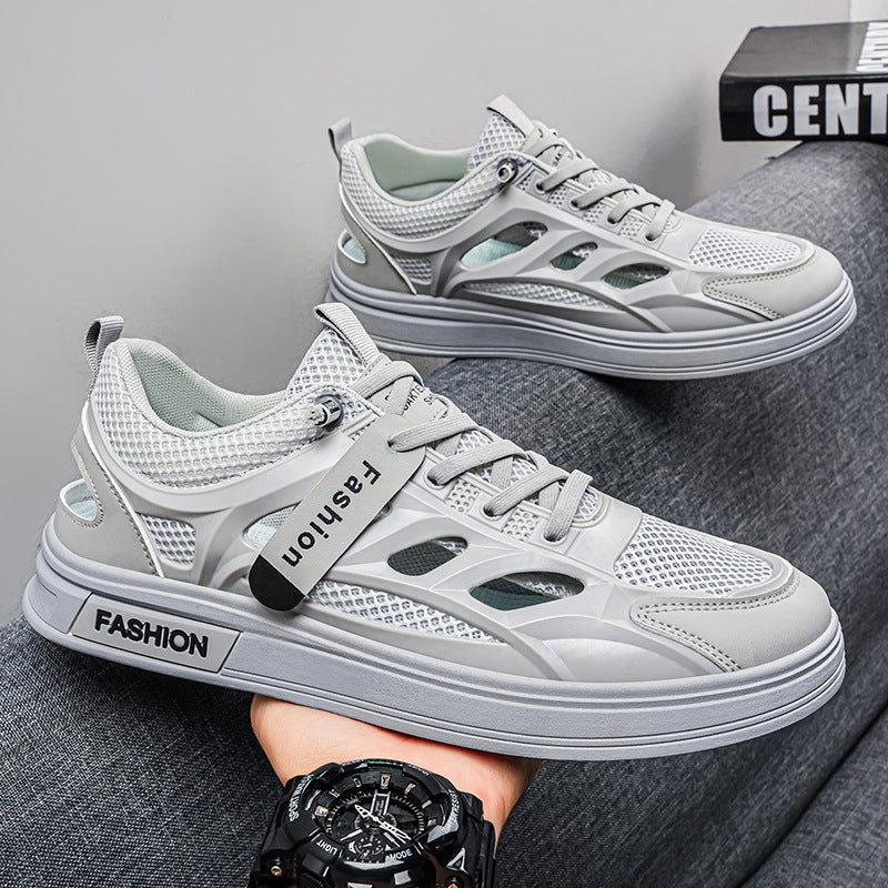 Men's white shoes summer hollow crocs men's breathable easiest for match sneakers wading and river tracing shoes student sandals men