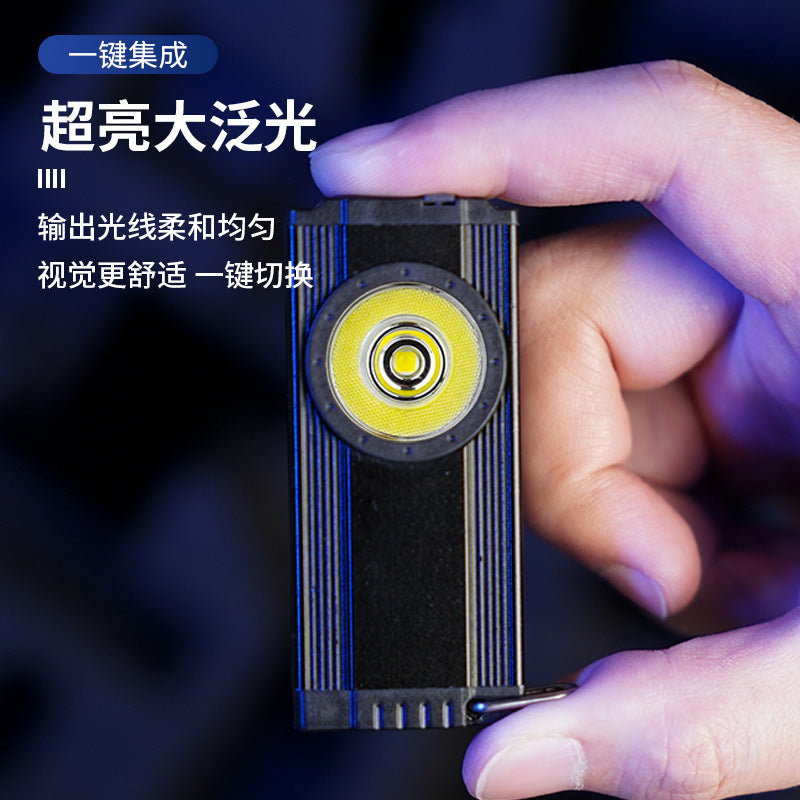 Cross-border new keychain light USB charging portable with magnet pen holder COB work light mini flashlight