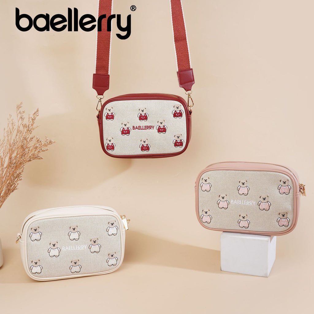 New bear embroidered women's shoulder bag bag messenger bag women's large-capacity hot-selling women's bag fashion pu Korean niche