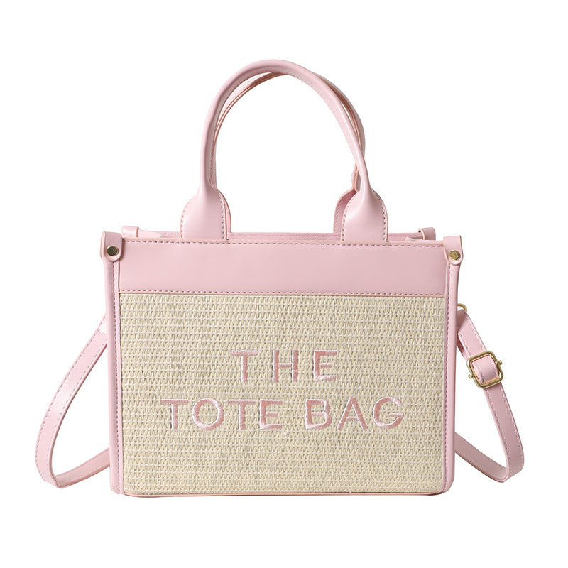 Straw woven tote bag summernew arrival bag for women cross-border small square bag letter patchwork tote bag export women's bag