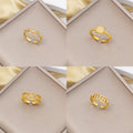 foreign trade popular zircon inlaid square ring with eight-character opening adjustment 18k gold electroplated high-end finger