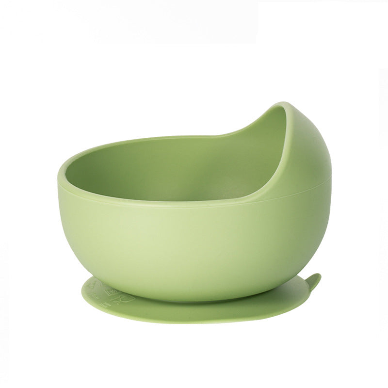 Baby silicone tableware 6-piece set Children's silicone bowl Suction cup Plate Water cup Wooden handle Fork spoon Wholesale Spot tableware